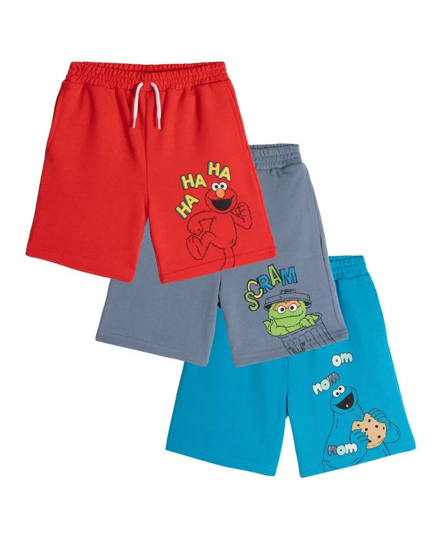 Комплект шорт из 3 предметов с принтом Sesame Street, Red Blue Grey Sesame
