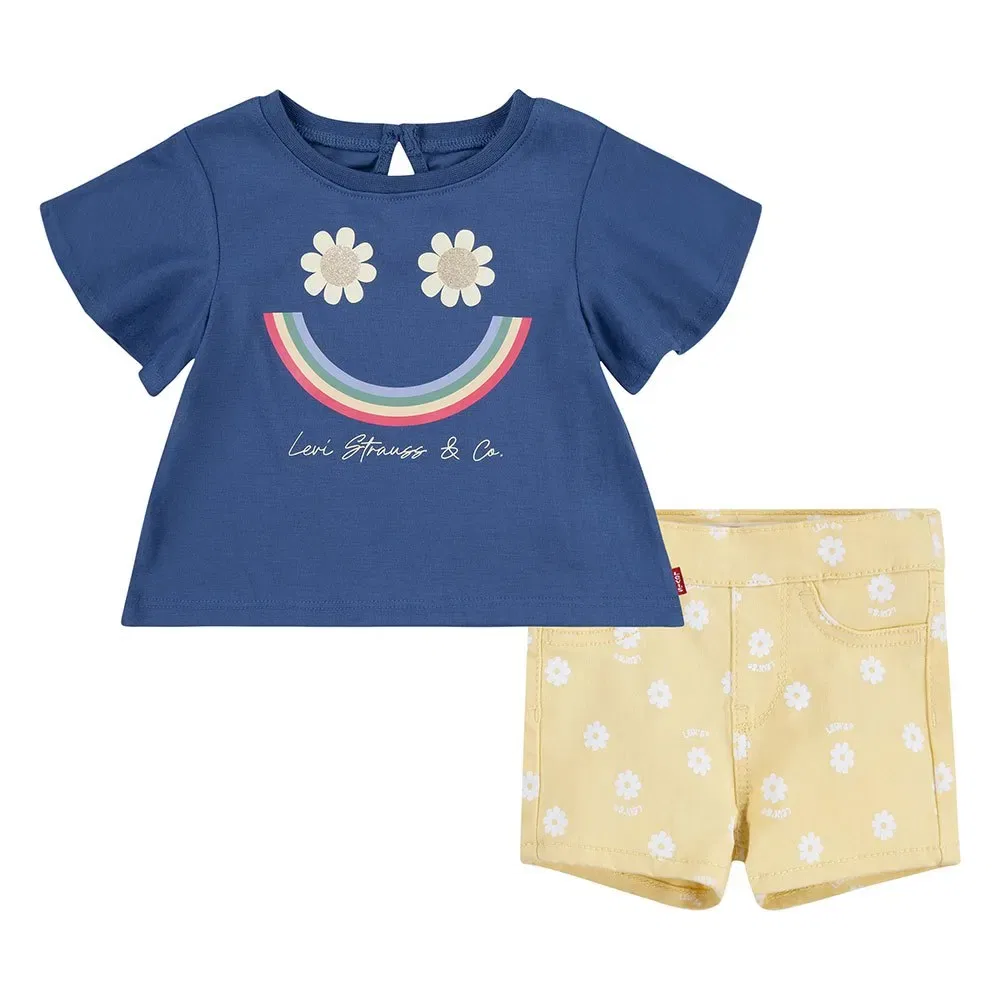 Детский комплект для девочек с флунсовыми рукавами Smiley Flounce Levi's, Blue