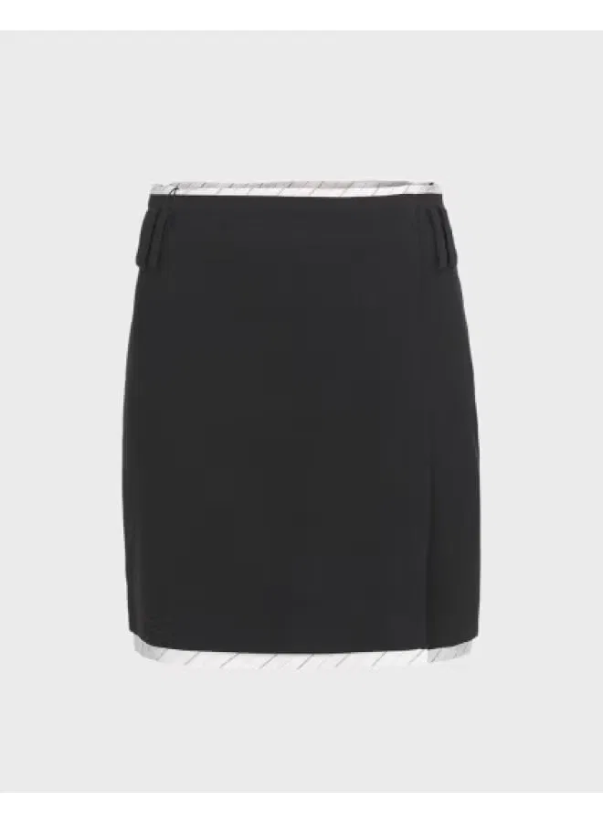 Юбка-трапеция мини с разрезом Zara, черный
