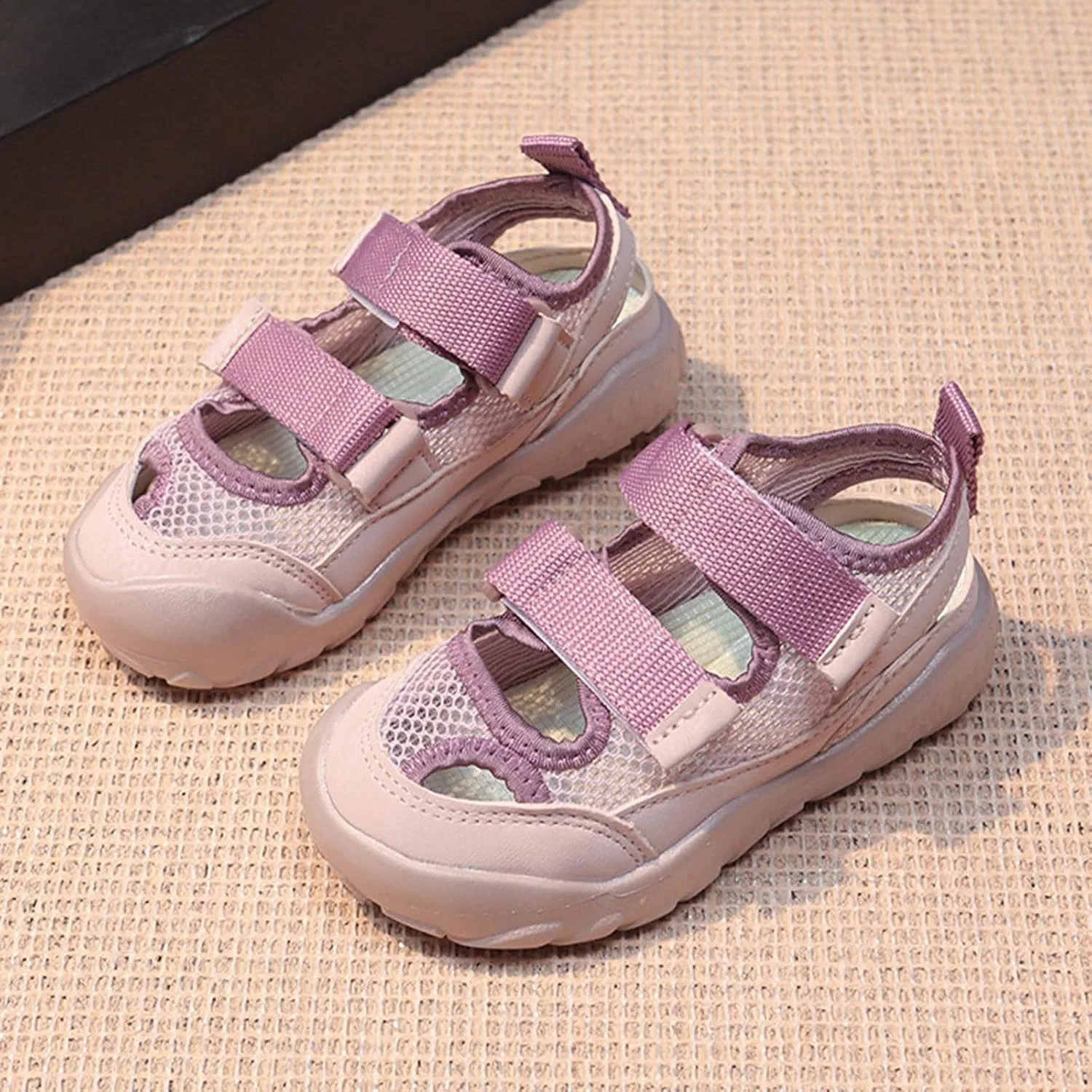 Детские дышащие кроссовки для девочек с закрытым носком, Pink — фото 3