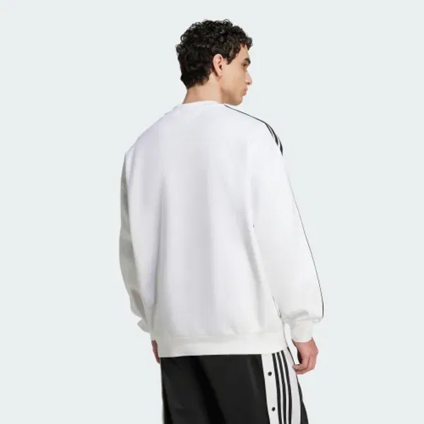 Свитшот оверсайз с 3-полосками, Adidas, белый-черный — фото 3