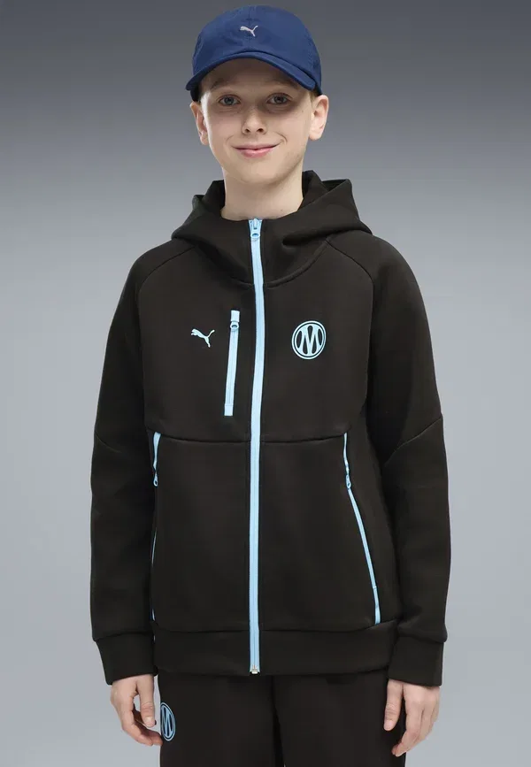 Толстовка с принтом Olympique de marseille tech kapuzenjacke unisex - club wear Puma, Vibrant Blue, черный/синий — фото 2