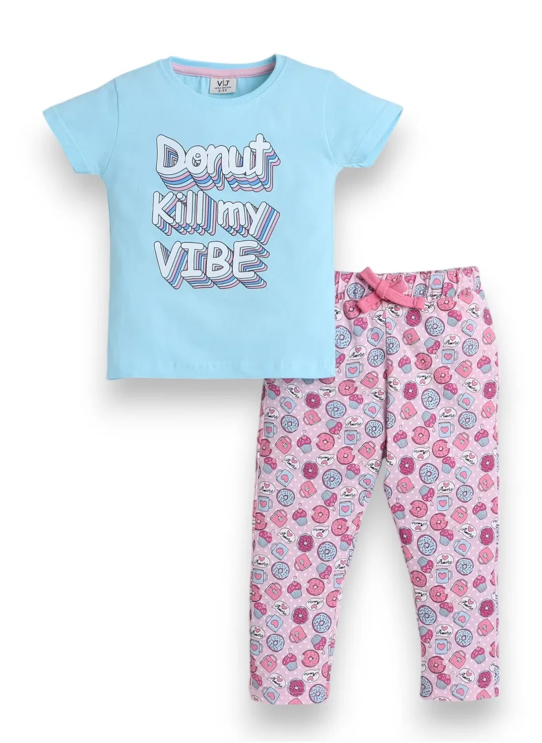 Комплект пижамный с принтом, модель Printed T-shirt and Pyjama Set, Victor And Jane, синий