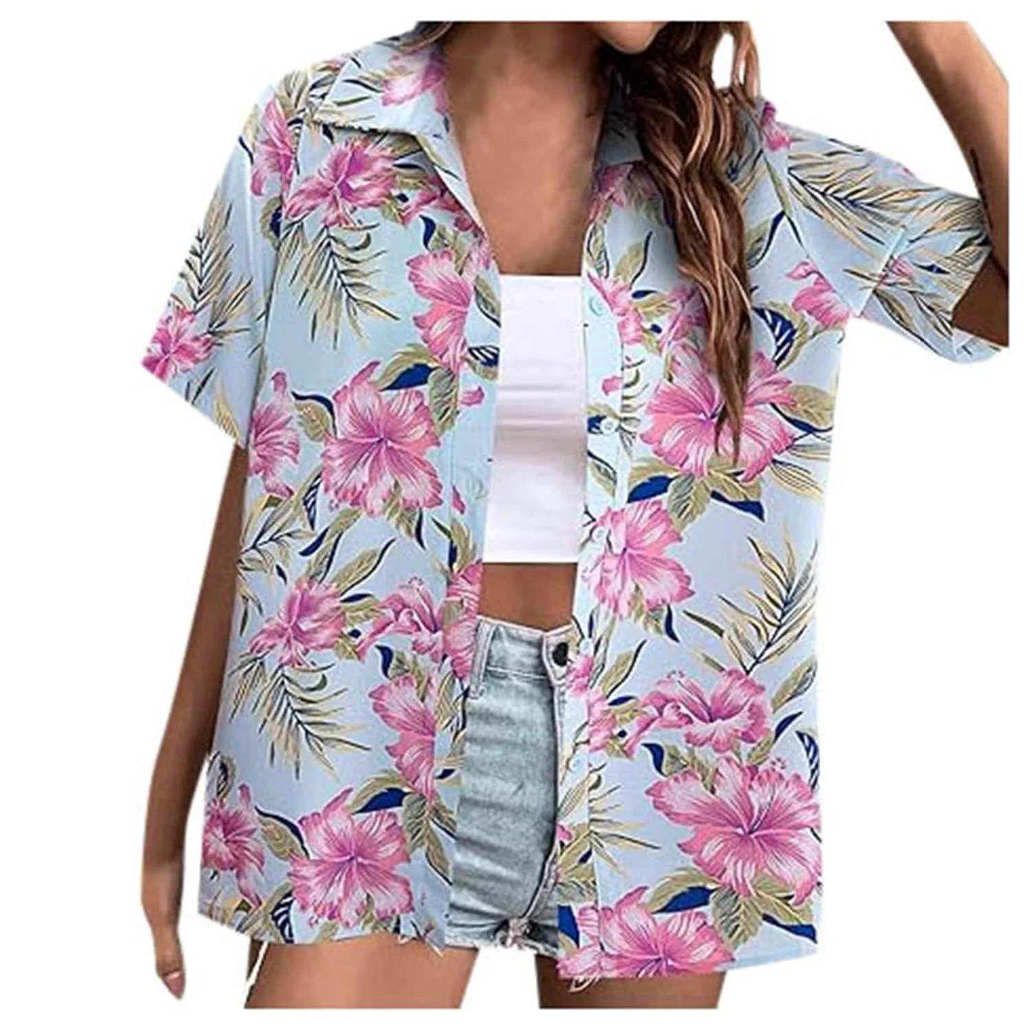 Женская футболка с коротким рукавом с принтом Hawaii, 2-light Pink