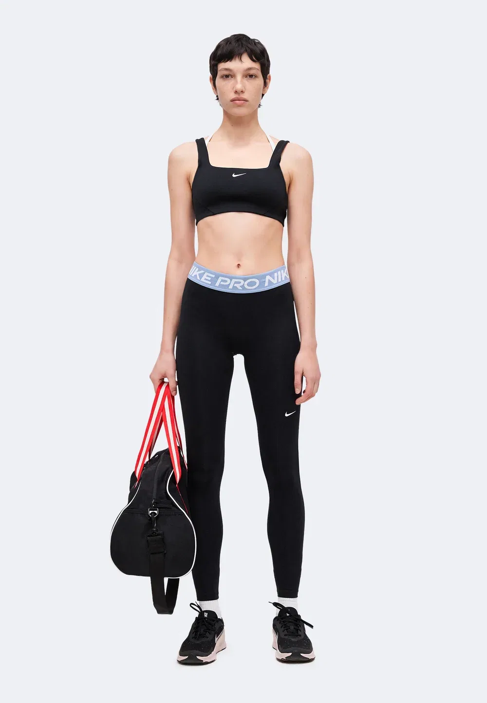 W np df 365 mr tight usm - леггинсы Nike Performance, Black/Work Blue/White — фото 2