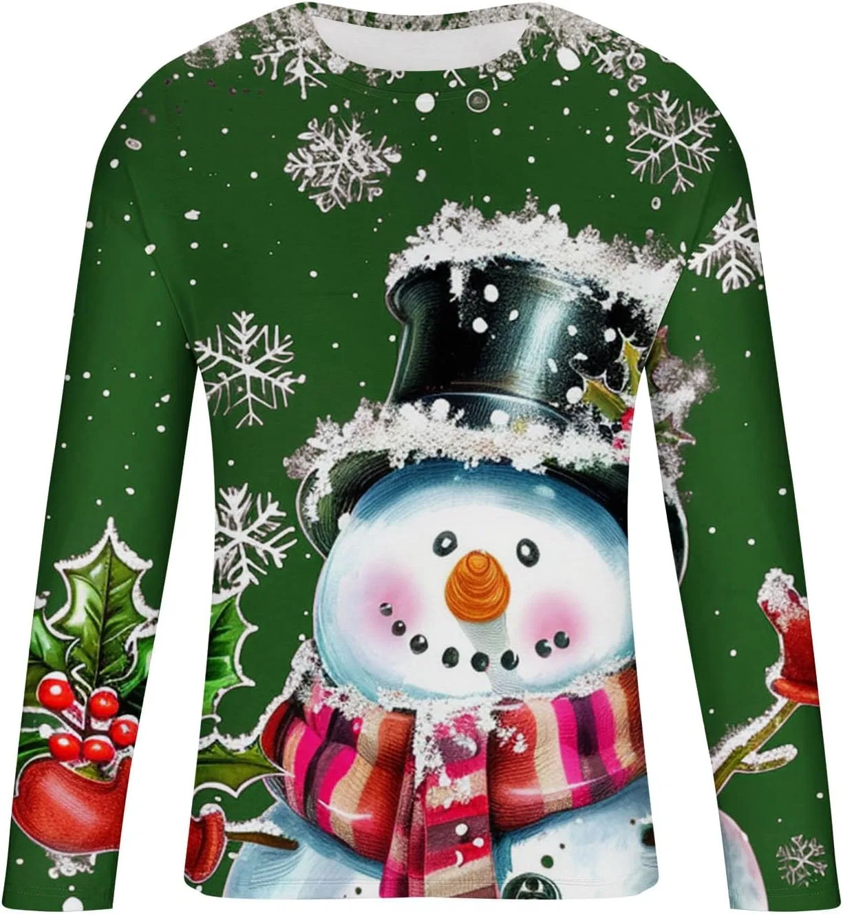 Мужская футболка с принтом снеговика Christmas Pullover, Green — фото 3