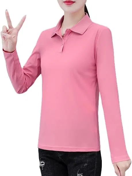 Женская polo-рубашка с длинным рукавом Zyfs-8732, Pink