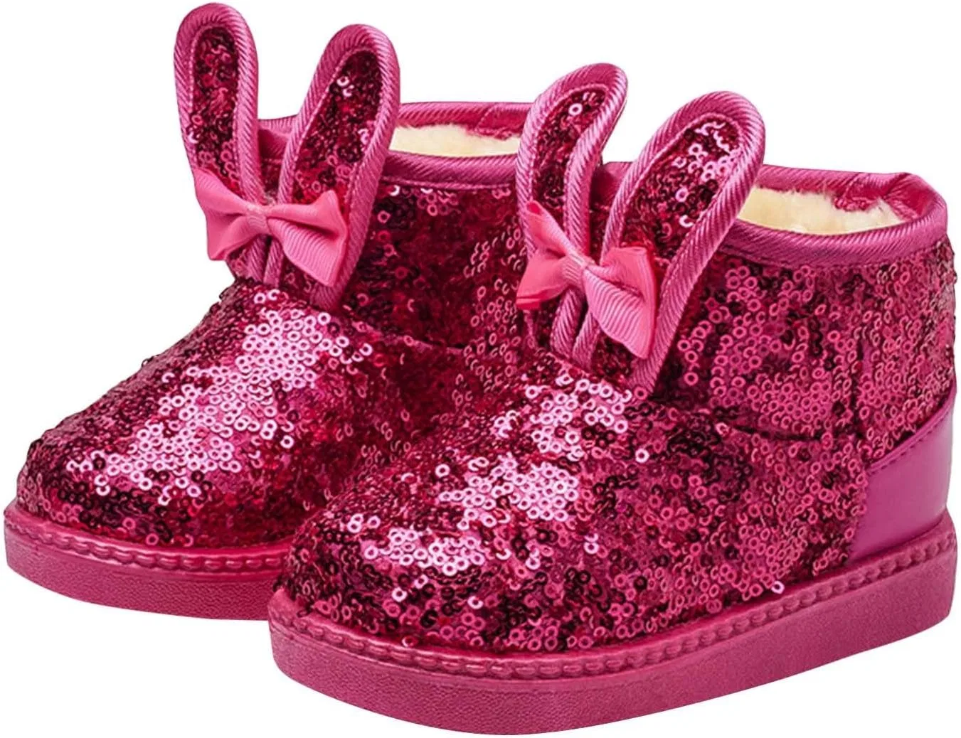 Детские зимние сапоги для девочек с блестками IWIHMIV, Hot Pink — фото 3
