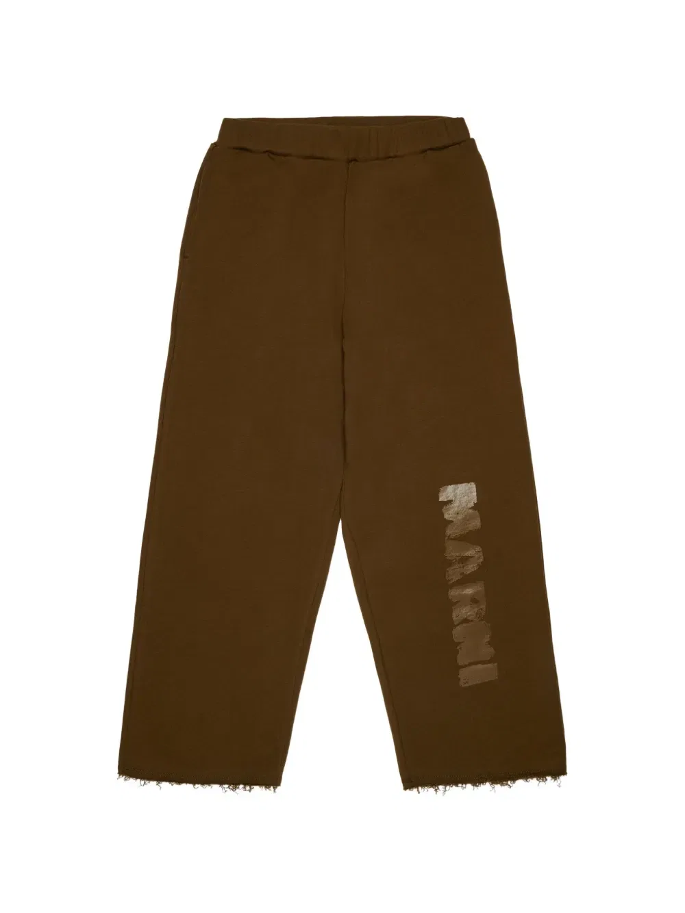 Брюки с необрабанными краями и логотипом Marni Kids, коричневый