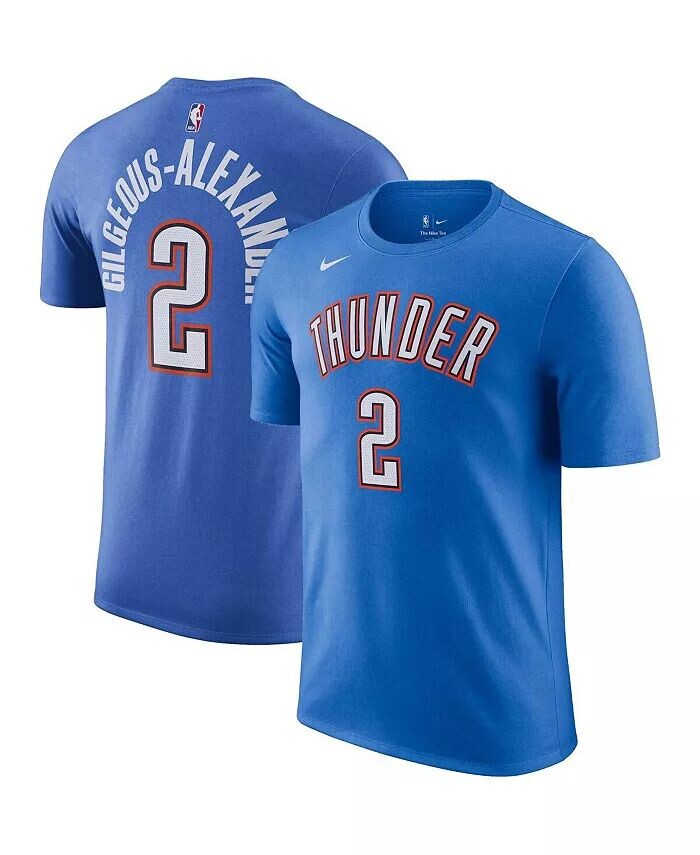 Мужская футболка Shai Gilgeous-Alexander Blue Oklahoma City Thunder Icon 2022/23 с именем и номером Performance Nike, синий — фото 4