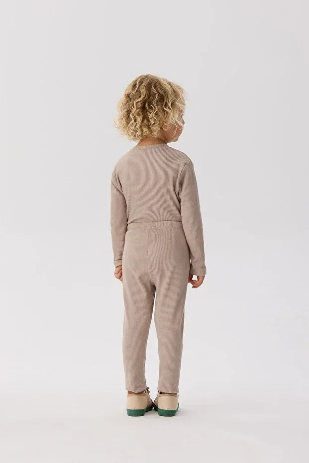 Детские леггинсы для девочек однотонные Nebbati Basic, Beige — фото 4