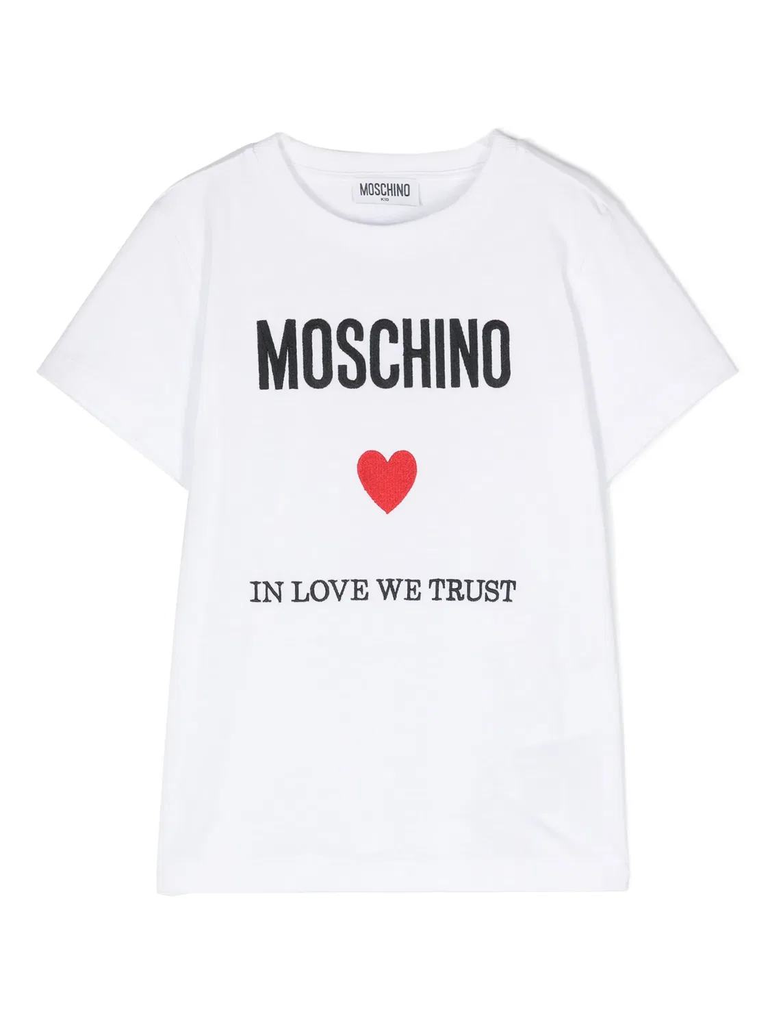 Футболка из хлопка с вышитым логотипом Moschino, белый