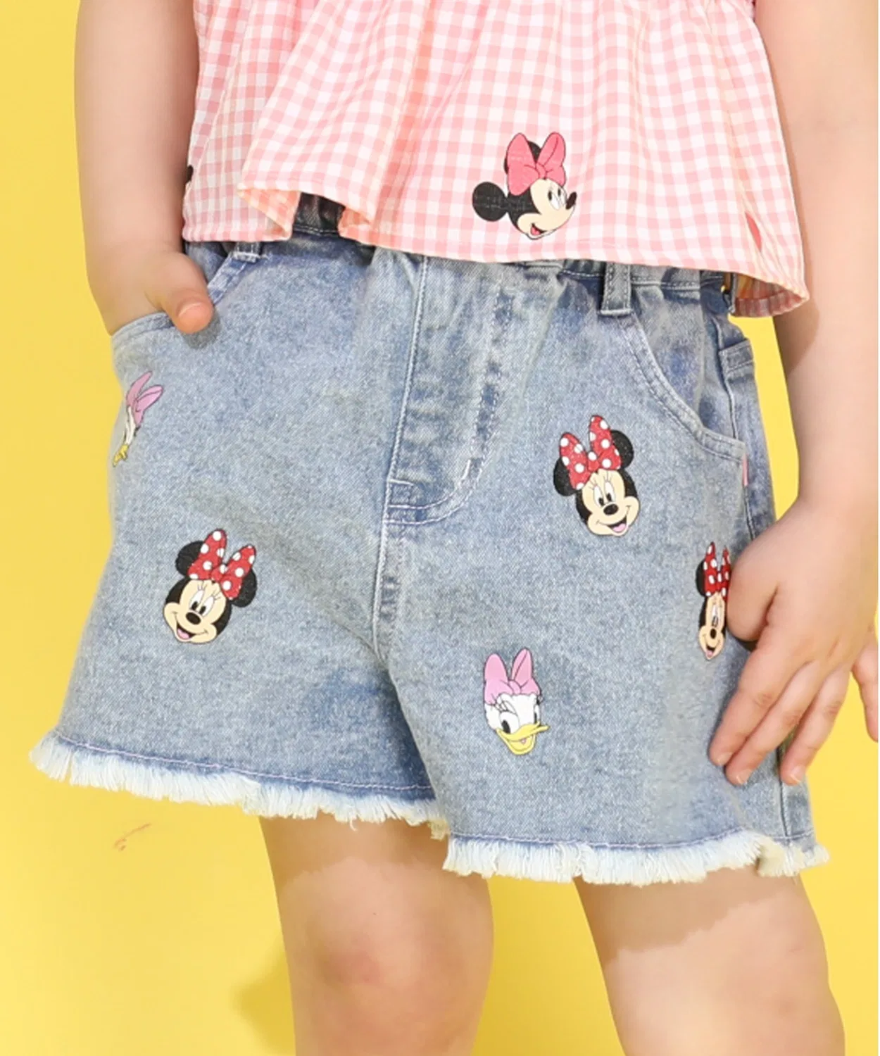 Детские джинсовые шорты с принтом Disney Random Character, Light Indigo Blue