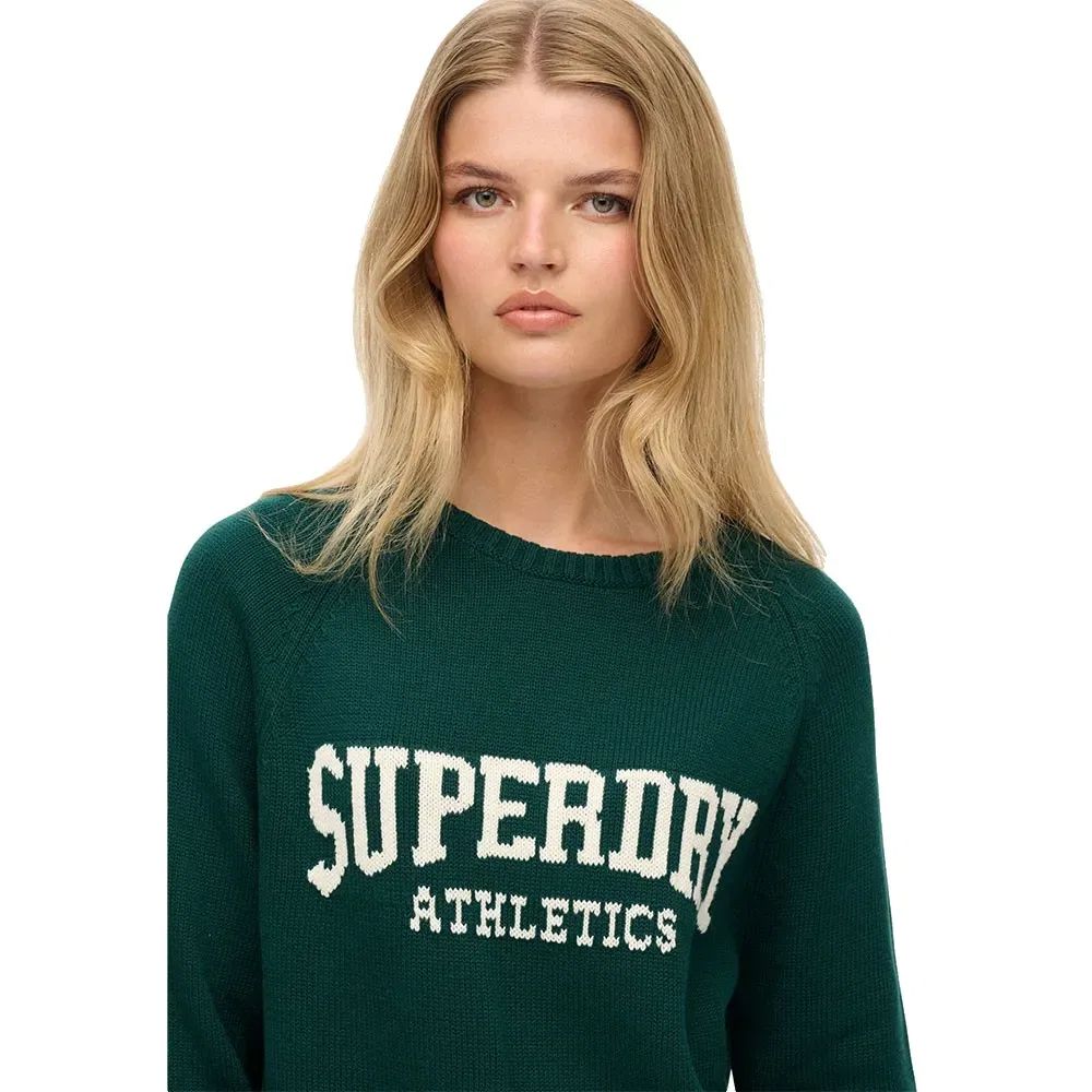 Свитер с графическим рисунком Slouchy Intarsia Superdry, зеленый — фото 4