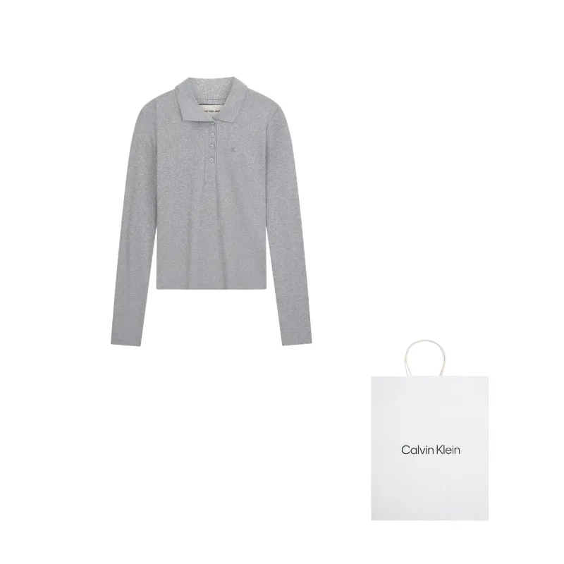 Женское поло с коротким рукавом, комплект с подарочной сумкой, Calvin Klein, Coconut Gray