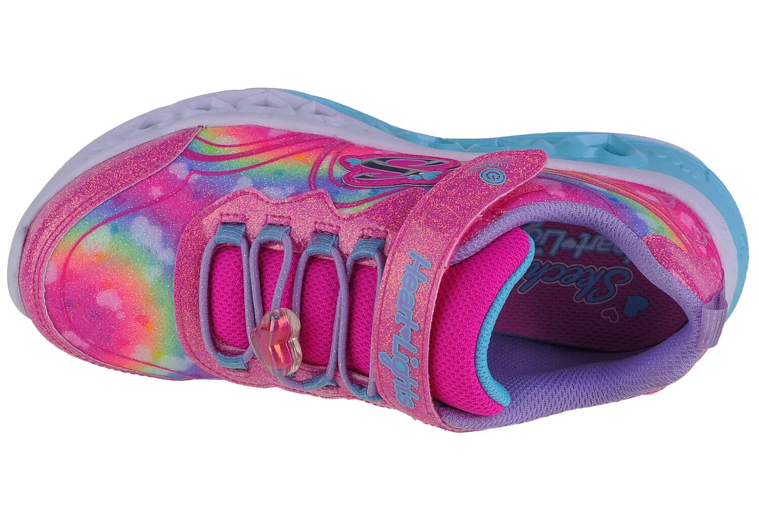 Детские кроссовки для девочек с технологией Lights Skechers Flutter Heart Lights-Groovy Swirl, Rosa — фото 3