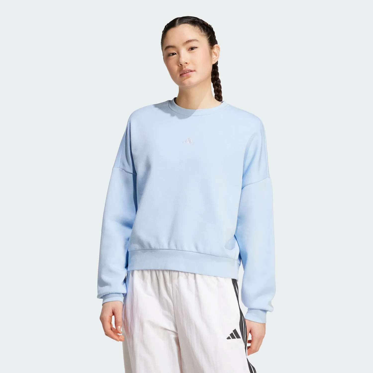 Женский свитшот adidas Essentials Small Logo Feelcozy, Glow Blue / White