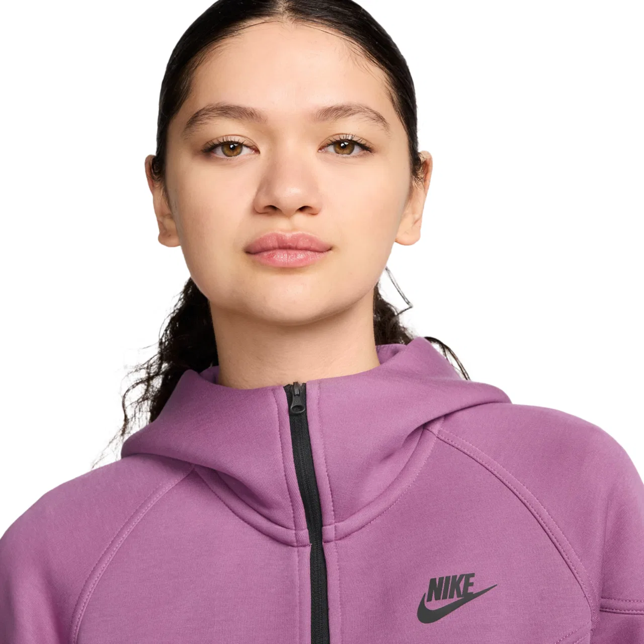 Женское худи Tech Fleece WR Full-Zip Nike, цвет Light Magenta/Black — фото 3