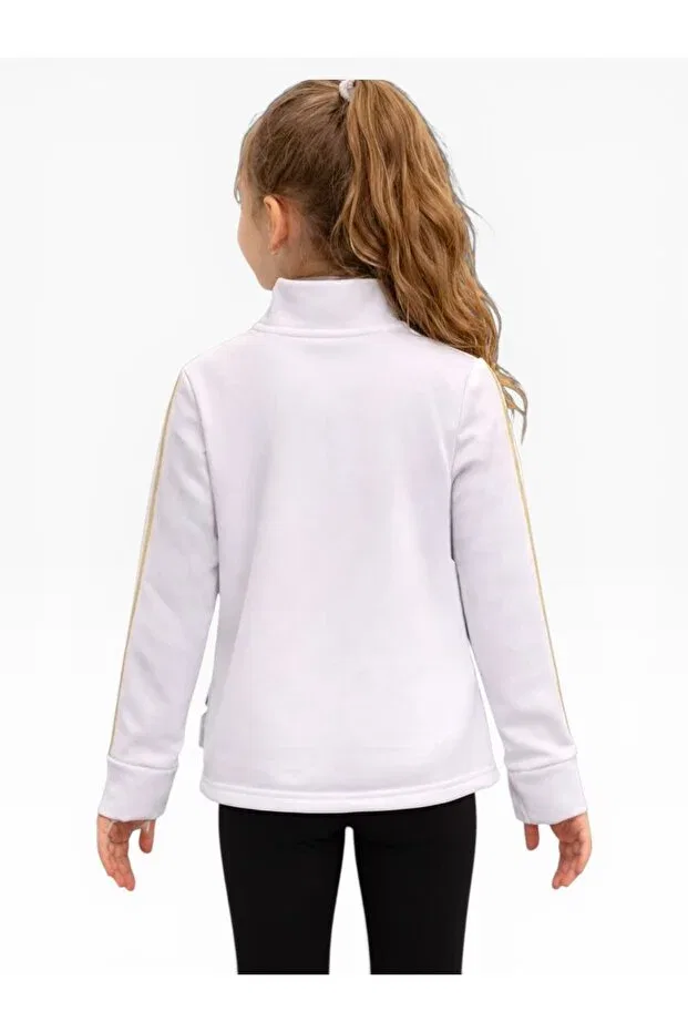 Детское спортивное худи для девочек с длинным рукавом She Can Wear, White — фото 4