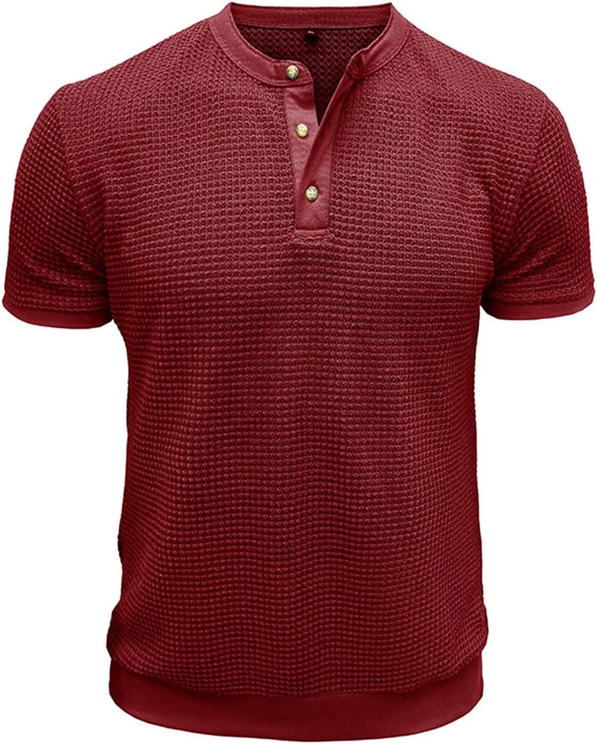Мужская футболка с круглым вырезом, длинным рукавом Henley, Wine — фото 4