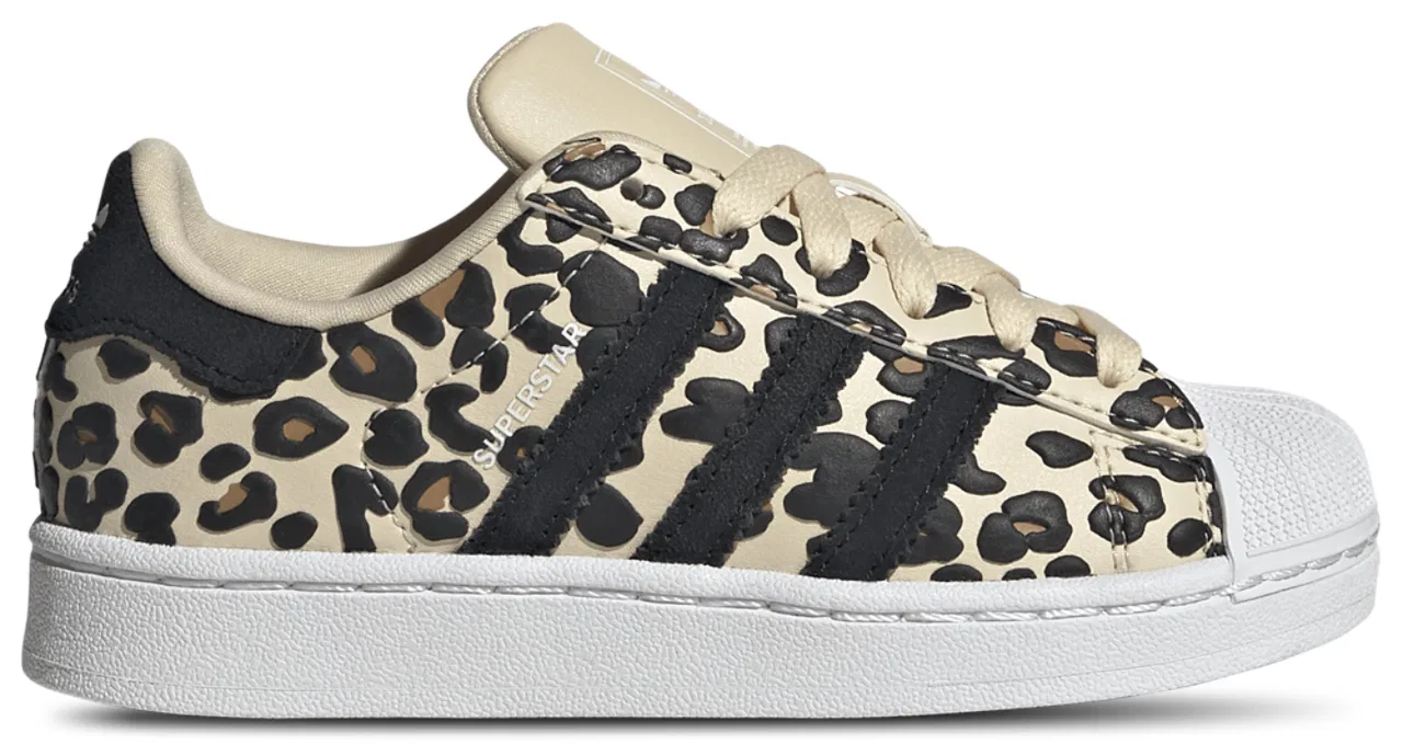 Детские кроссовки для девочек с кожаным верхом adidas Originals Superstar, Tan/Multi