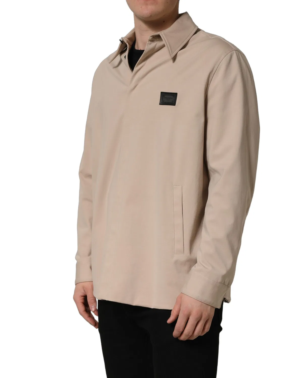 Мужская рубашка с логотипом на пуговицах Beige Dolce & Gabbana, Beige — фото 4