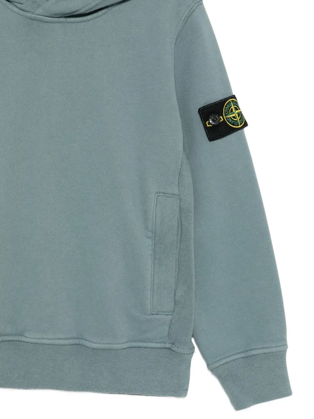 Худи хлопковое с логотипом-нашивкой Stone Island Junior, синий — фото 3