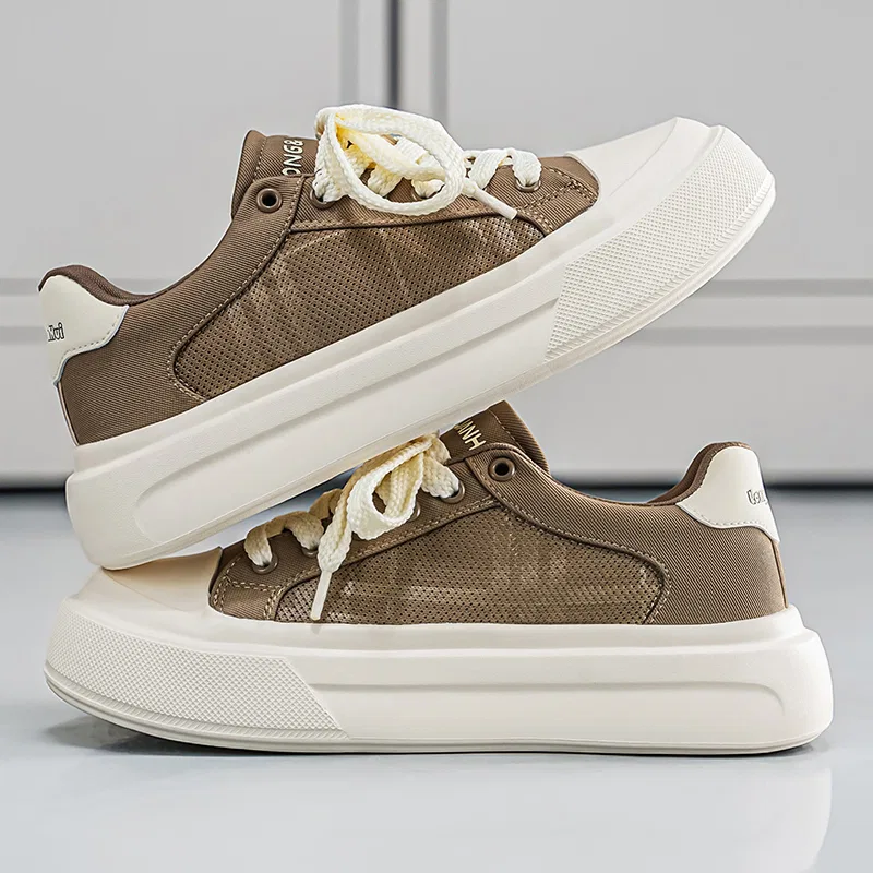 Детские кеды для скейтбординга с закрытым носком VENICEW, White Khaki — фото 4
