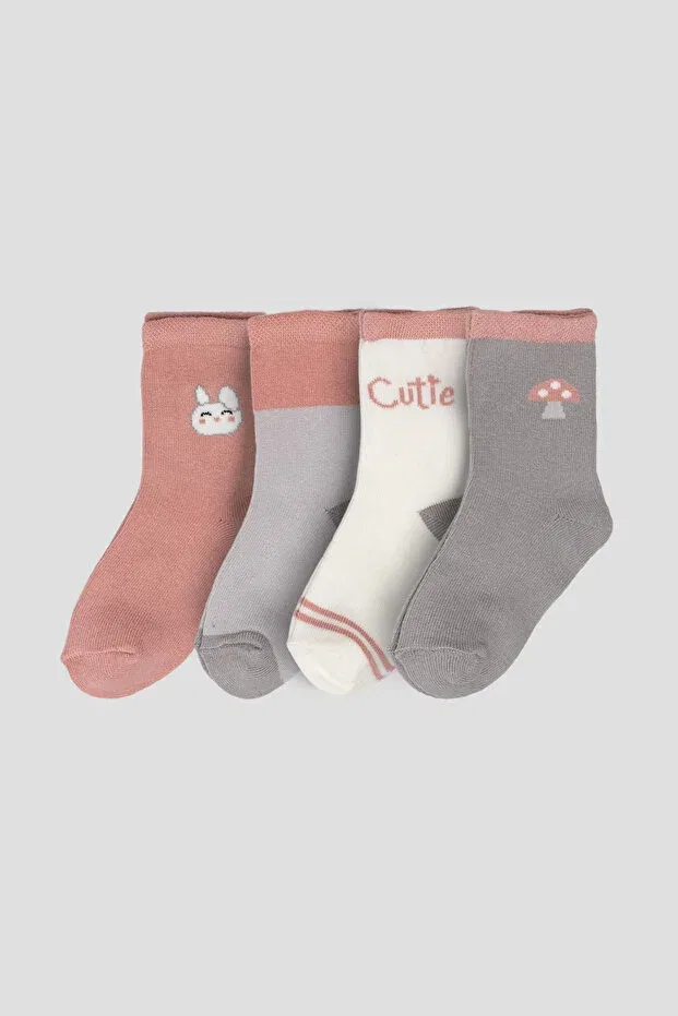 Детские носки с принтом 4 пары Rabbit & Mushroom Defne Baby, Multicolor