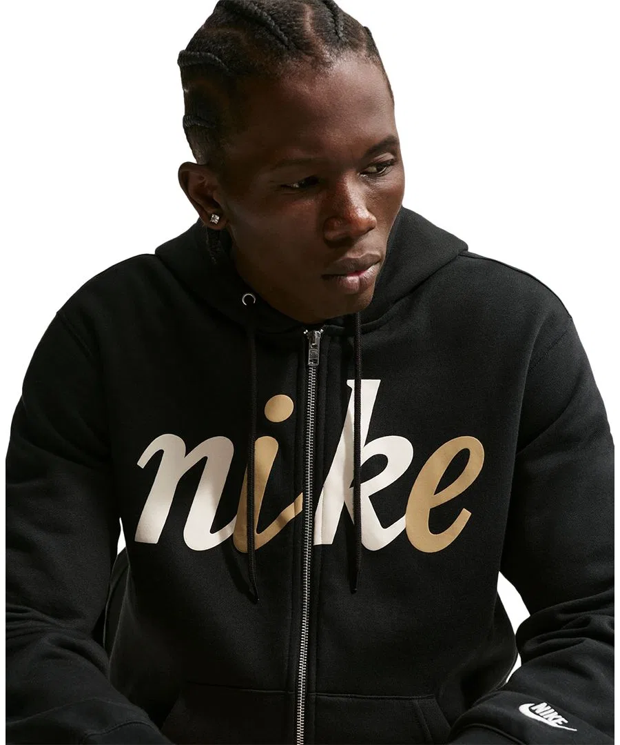 Худи Nike с полной молнией, с капюшоном, с принтом, Black/Sail — фото 3