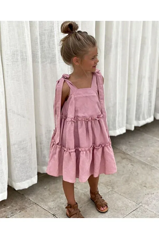 Детское платье для девочек хлопковое Pink Hippo Kids, Powder