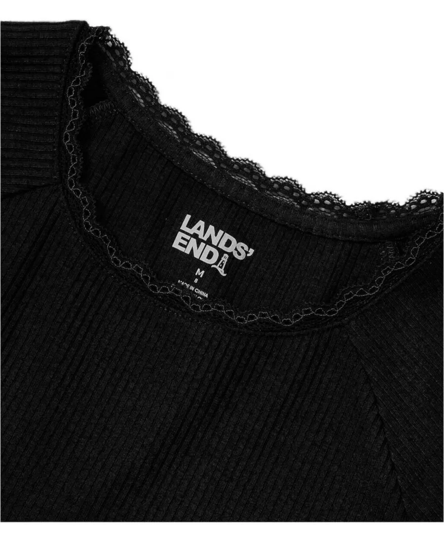 Платье с длинным рукавом Ribbed Tiered Lands' End, Bows Multi Navy — фото 3