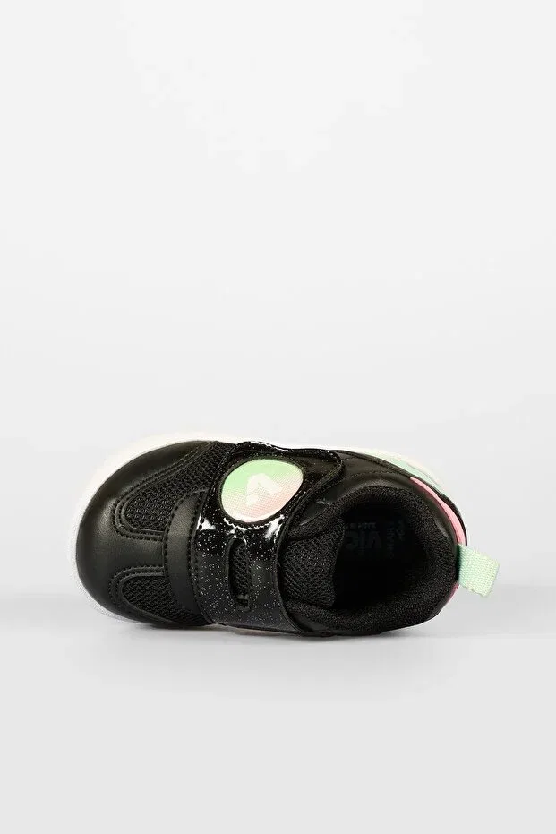 Детские ботинки для девочек для первых шагов с липучкой Vicco, Black — фото 3