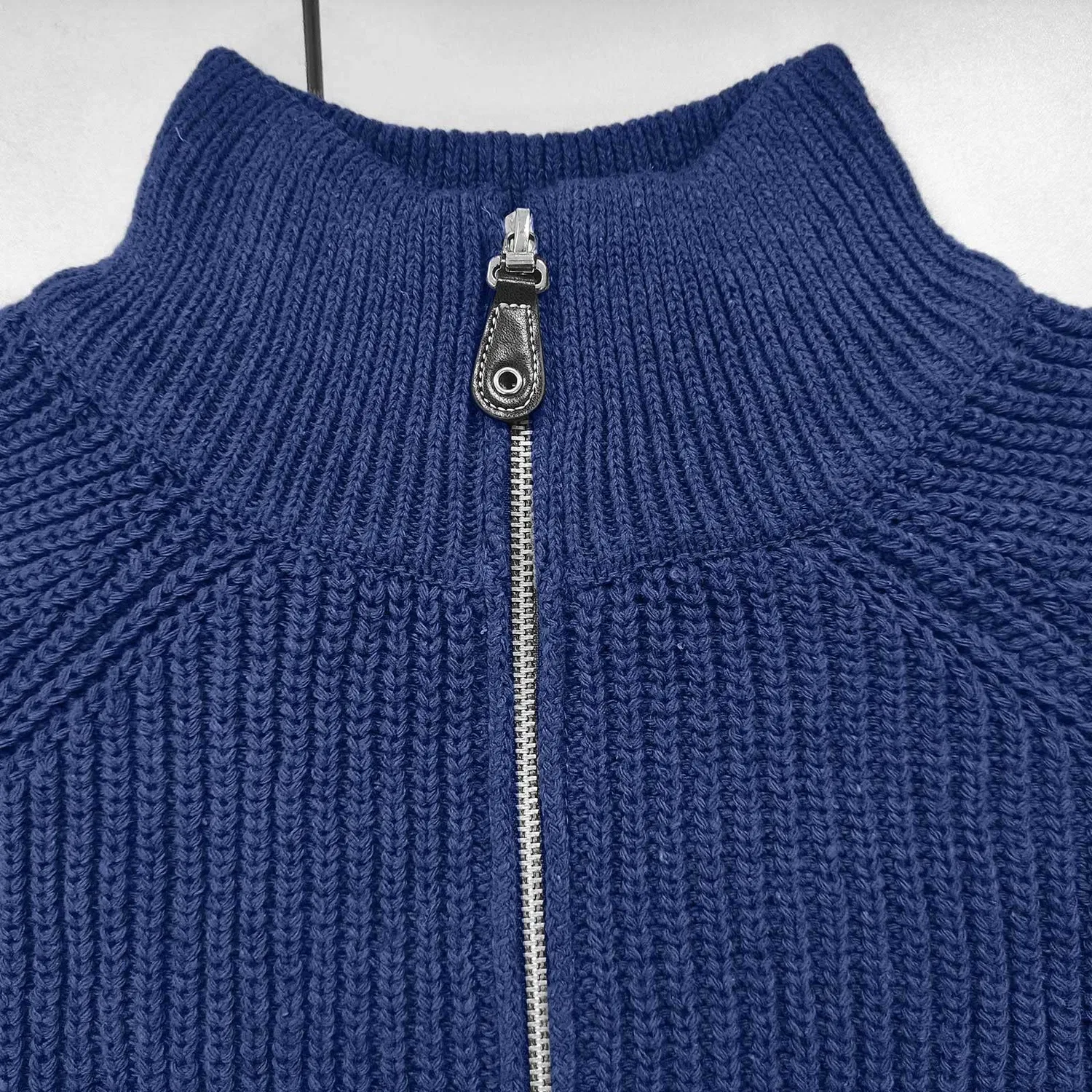 Мужской вязаный кардиган с воротником-стойкой из шерсти, Blue — фото 3
