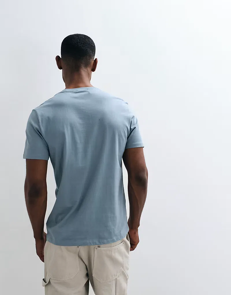 Домашняя футболка Polo Ralph Lauren светло-голубой с логотипом на груди — фото 2