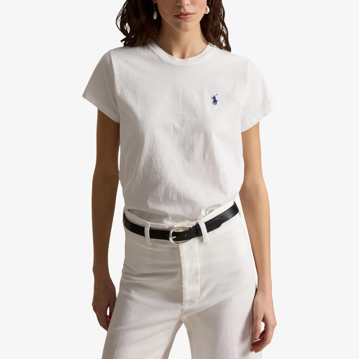 Хлопковая футболка с короткими рукавами и вышитым логотипом Polo Ralph Lauren, белый — фото 3
