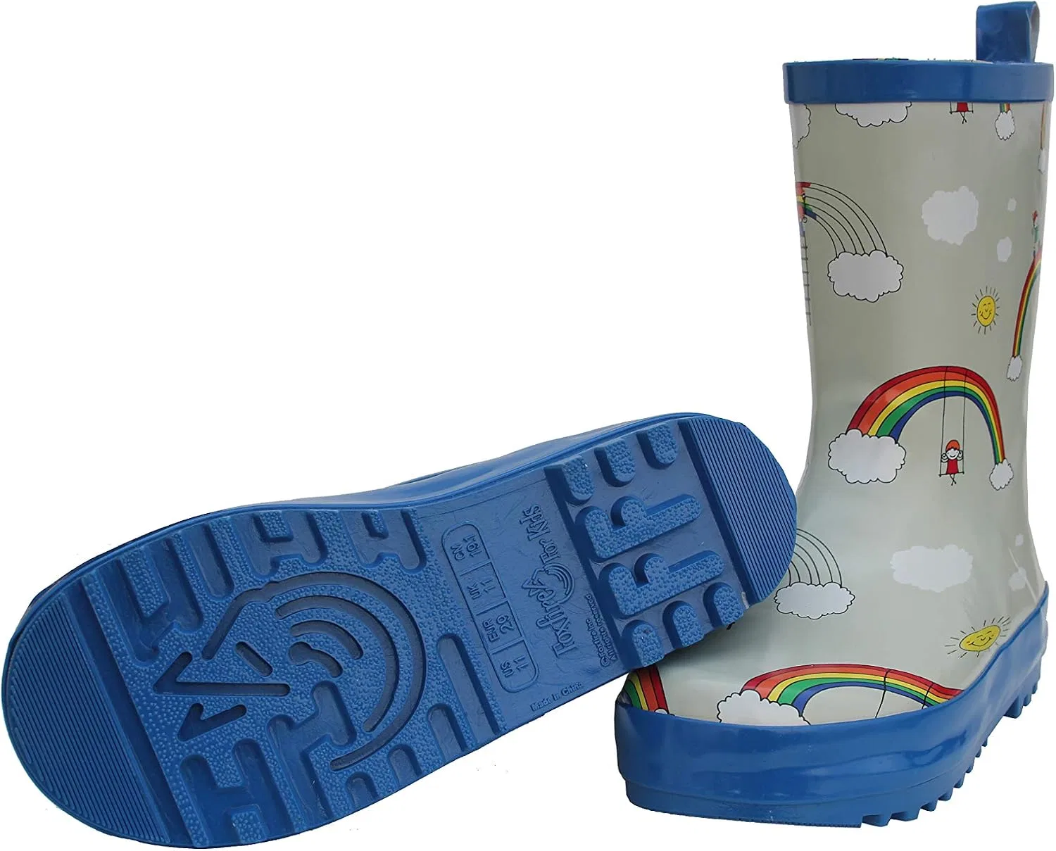 Детские резиновые сапоги для девочек Foxfire, Light Blue Rainbows — фото 2