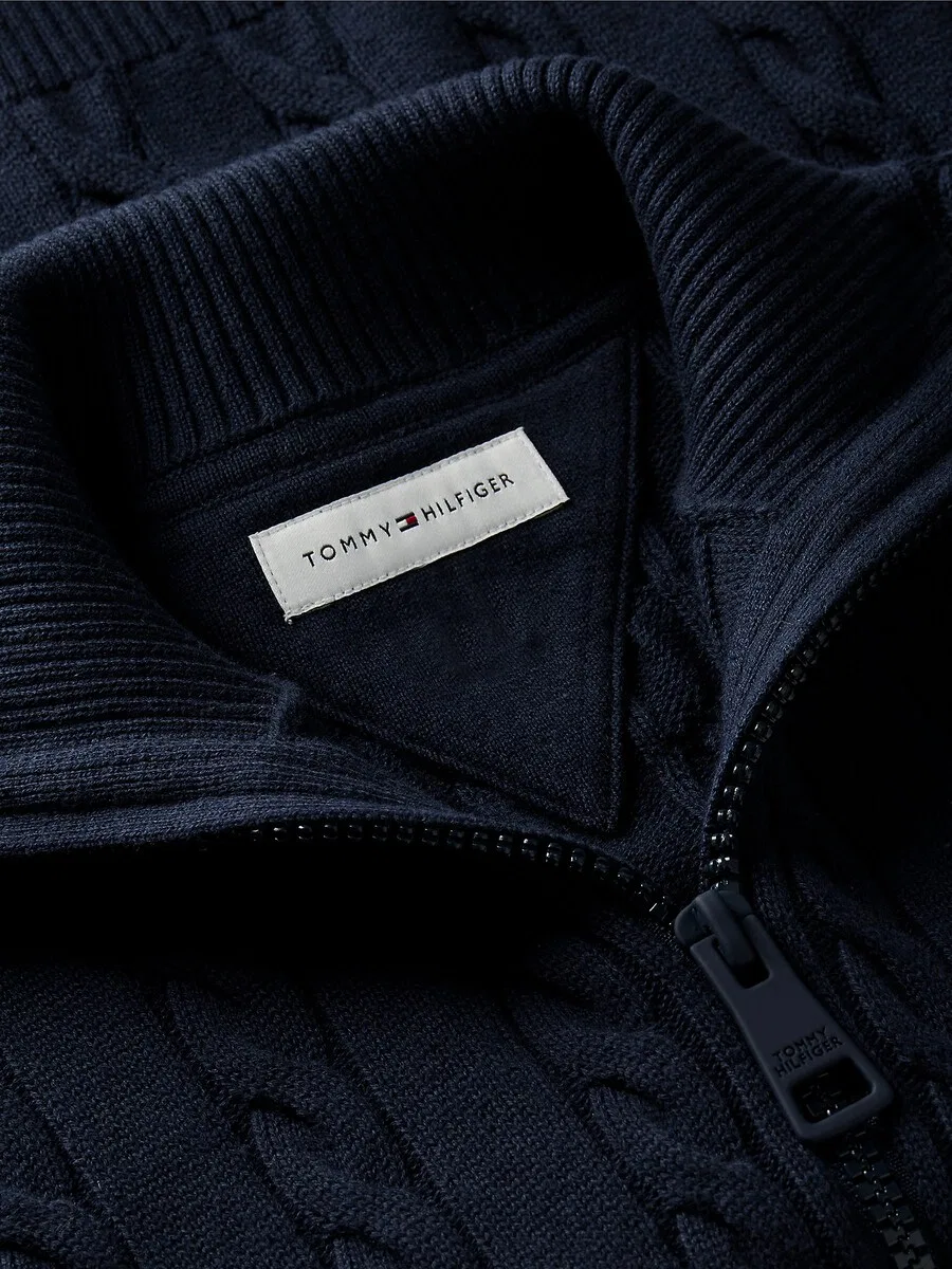 Вязаный кардиган TOMMY HILFIGER темно-синего цвета — фото 3