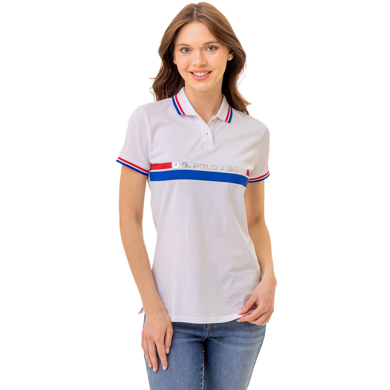 

Футболка-поло U.S. Polo Assn. Dual Signature Stripe, белый