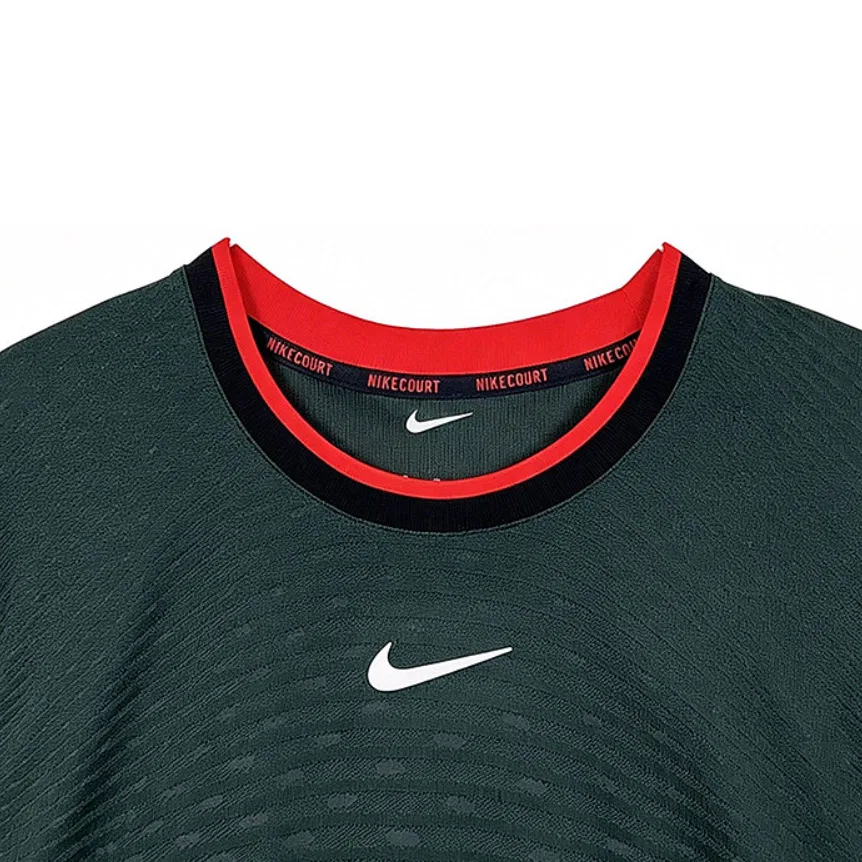 Мужская майка-тенниска с круглым вырезом Court Slam, Nike, Black Cloud Shirt Green/White — фото 4