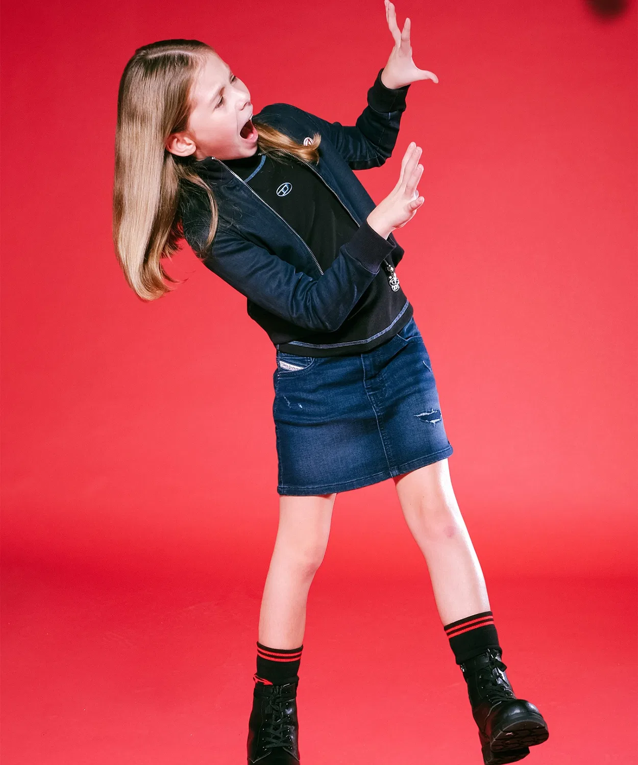 DIESEL KIDS Детская джинсовая юбка из хлопка DIESEL, Индиго Блю — фото 2