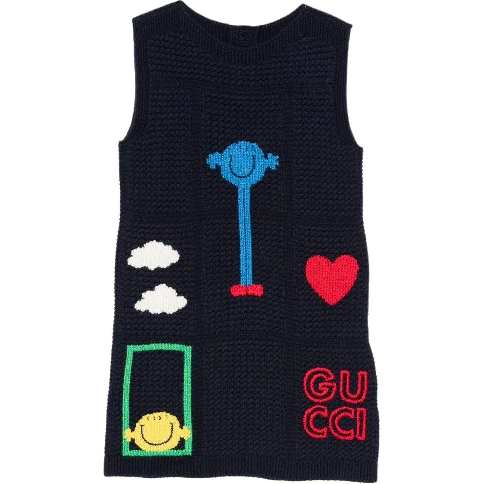 Детское платье для девочек из хлопка Dark Blue GUCCI