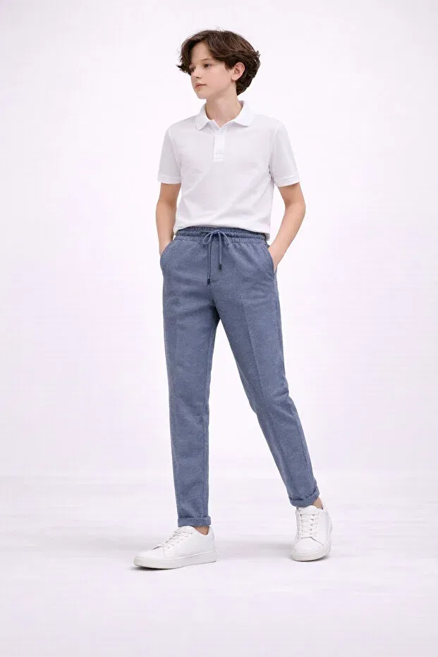 Детские брюки для мальчиков из замши Regular Leg Mini Kanka, Blue — фото 3