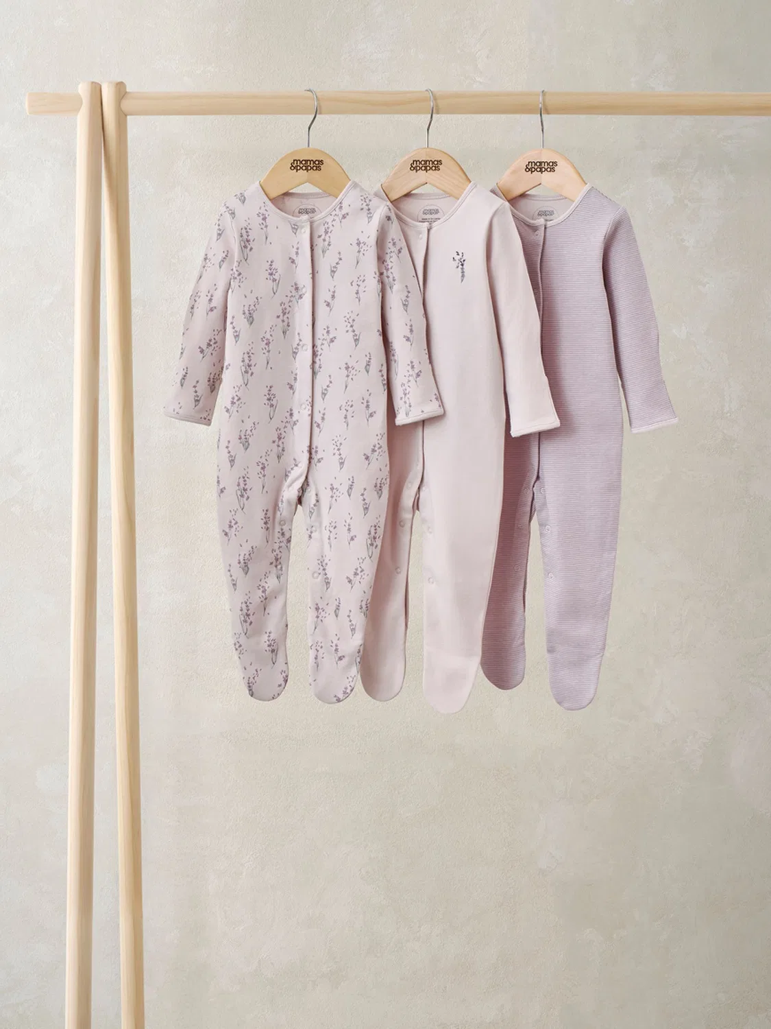 Комплект боди с длинным рукавом, 3 шт. Mamas & Papas, фиолетовый