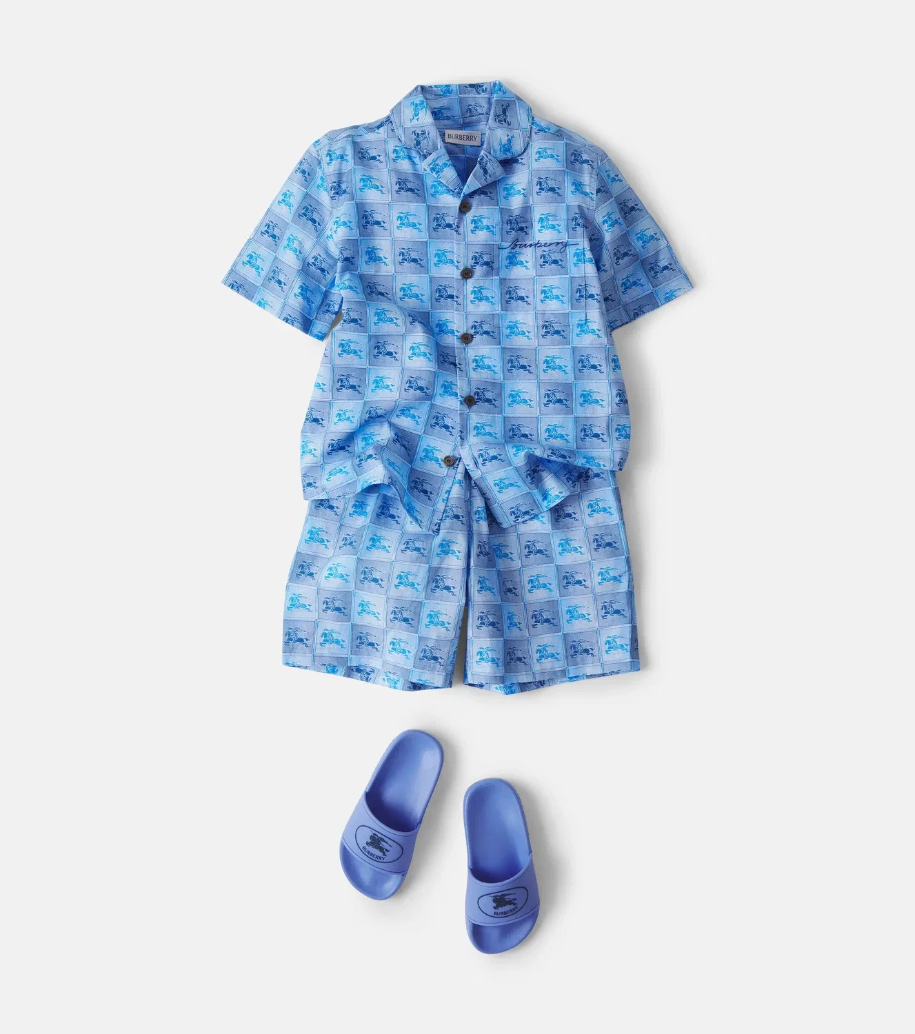Шорты хлопковые Burberry Kids, синий — фото 2