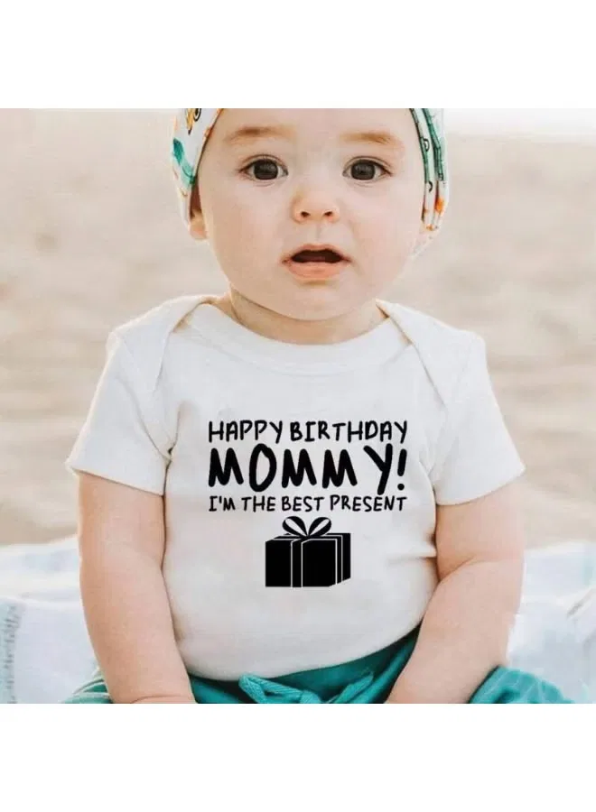 Боди-комбинезон с принтом Happy Birthday Mommy Matching Family Outfits, белый