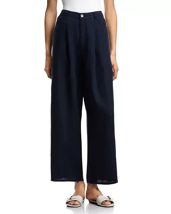 Женские брюки-баллоны из льна Emporio Armani, Navy Blue