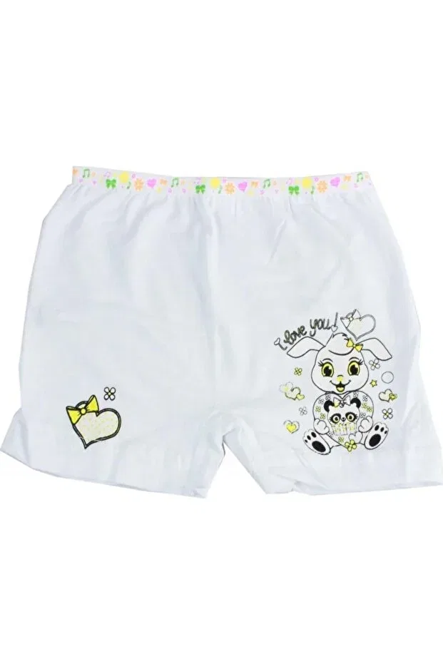 Детские для девочек трусы-боксеры с принтом Pack of 6 printed elastane girls' panties boxer shorts Tutku, White