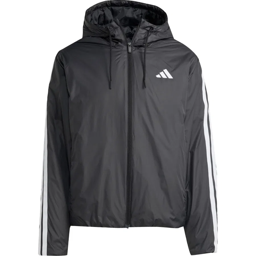 Мужская утепленная куртка с капюшоном Essentials CLIMAWARM 3-Stripes adidas, Черный — фото 3