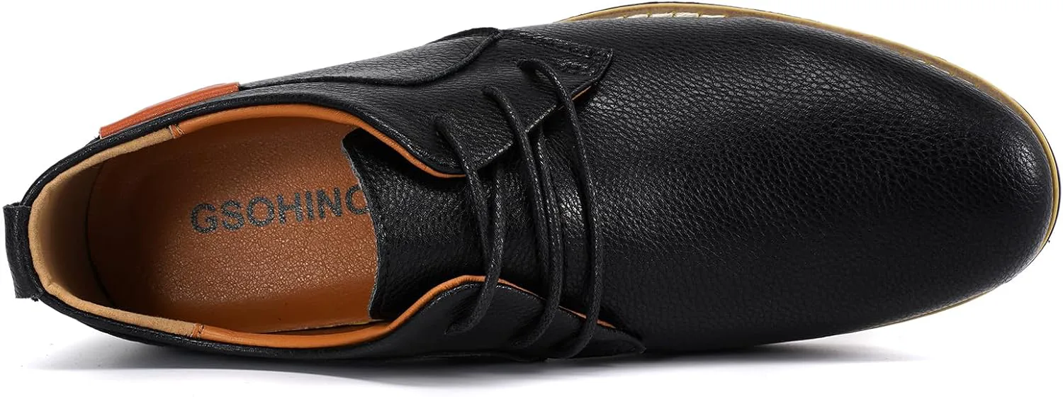 

Мужские повседневные туфли на шнуровке, классические оксфорды из кожи, деловые формальные удобные модные кроссовки, мягкие лоферы для офиса и прогулок GSOHINO, черный